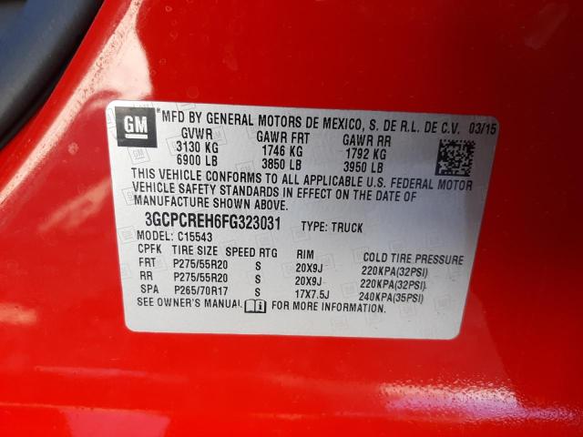 Photo 10 from auction – 2015 CHEVROLET SILVERADO with VIN 3GCPCREH6FG323031
