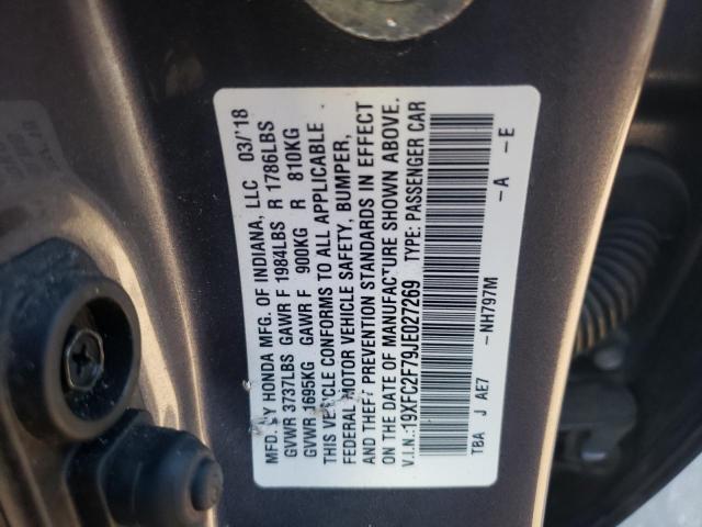 Photo 10 from auction – 2018 HONDA CIVIC EX with VIN 19XFC2F79JE027269