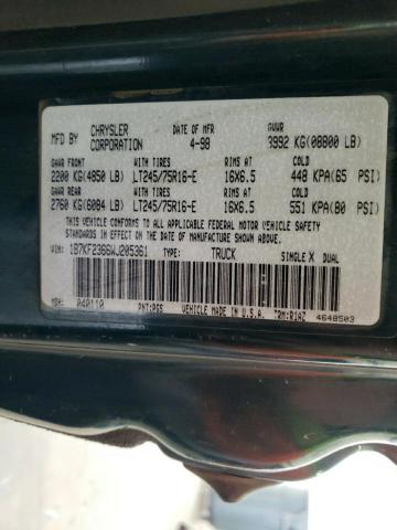 Zdjęcie 10 z aukcji – 1998 DODGE RAM 2500 z VIN 1B7KF2366WJ205361