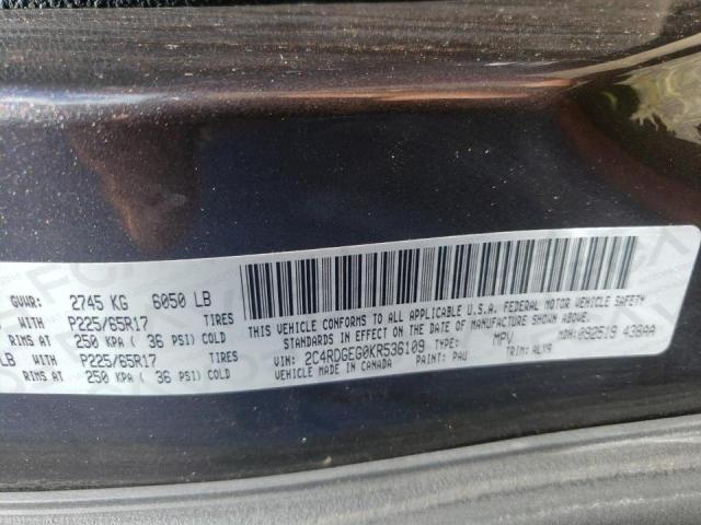Photo 10 from auction – 2019 DODGE GRAND CARA with VIN 2C4RDGEG0KR536109