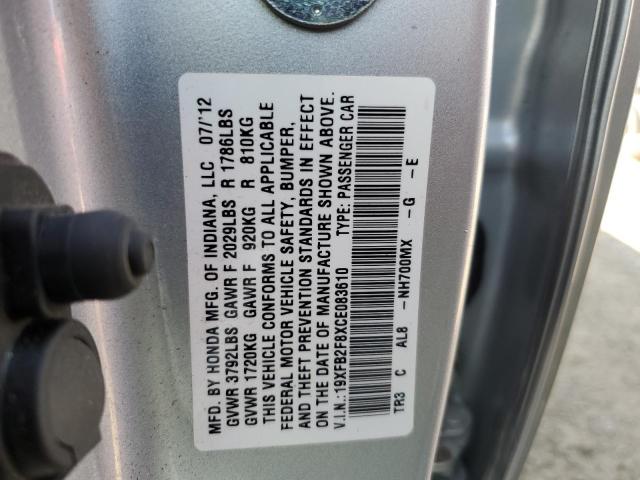 Photo 10 from auction – 2012 HONDA CIVIC EX with VIN 19XFB2F8XCE083610