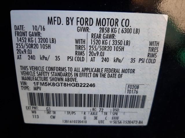 Photo 10 from auction – 2017 FORD EXPLORER S with VIN 1FM5K8GT8HGB22246