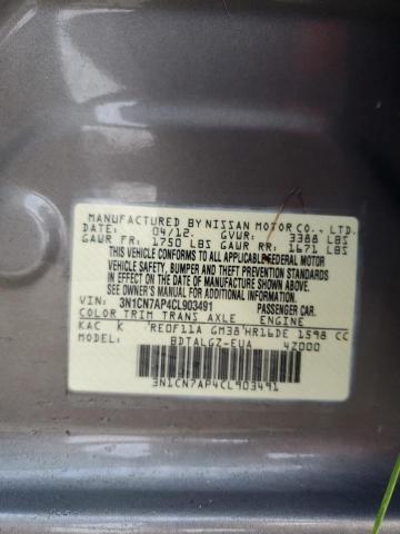Photo 10 from auction – 2012 NISSAN VERSA S with VIN 3N1CN7AP4CL903491