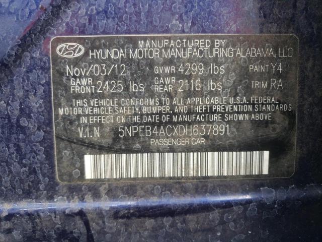 Photo 10 from auction – 2013 HYUNDAI SONATA GLS with VIN 5NPEB4ACXDH637891