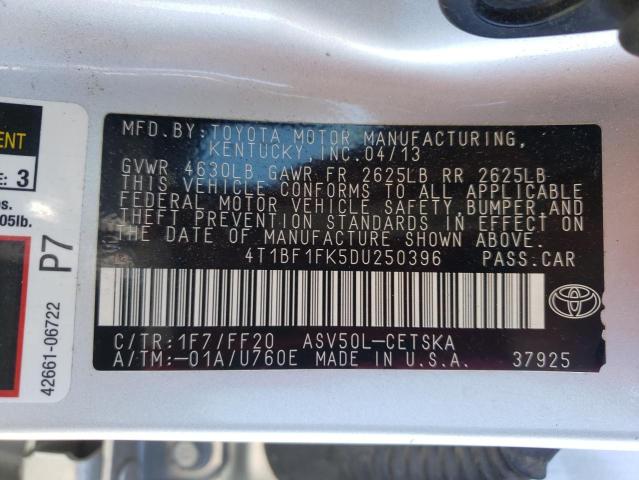 Photo 10 from auction – 2013 TOYOTA CAMRY L with VIN 4T1BF1FK5DU250396