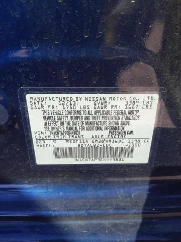 Photo 10 from auction – 2014 NISSAN VERSA S with VIN 3N1CN7AP9EK449831