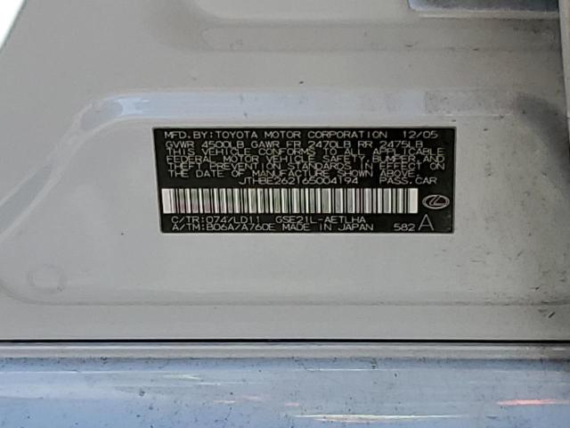 Photo 10 from auction – 2006 LEXUS IS 350 with VIN JTHBE262165004194