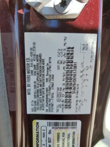 Photo 10 from auction – 2017 FORD FUSION SE with VIN 3FA6P0HD0HR170891