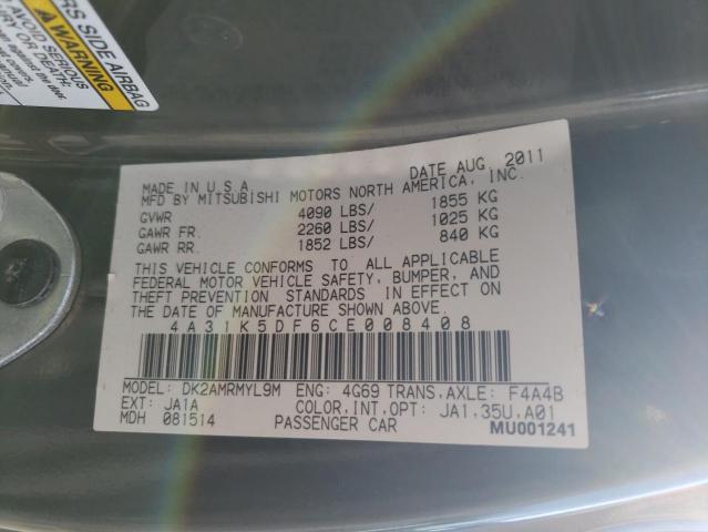 Photo 10 from auction – 2012 MITSUBISHI ECLIPSE GS with VIN 4A31K5DF6CE008408