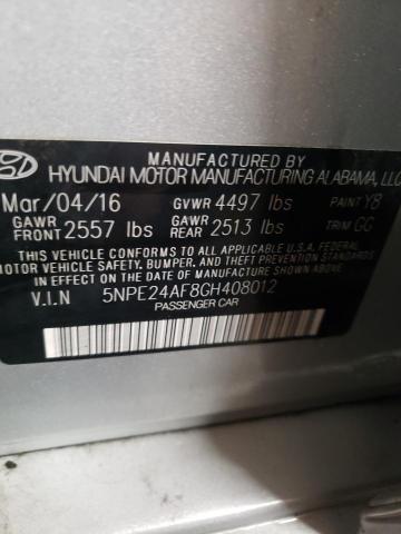 Photo 10 from auction – 2016 HYUNDAI SONATA SE with VIN 5NPE24AF8GH408012