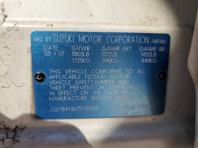 Photo 10 from auction – 2007 SUZUKI SX4 with VIN JS2YB413675110292