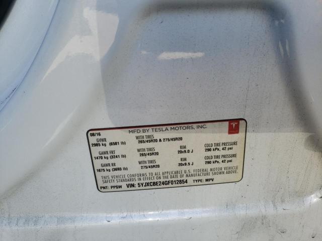 Photo 10 from auction – 2016 TESLA MODEL X with VIN 5YJXCBE24GF012854
