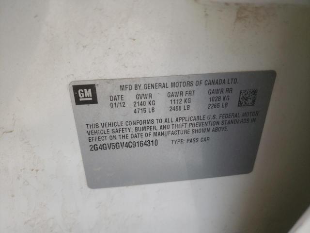 Photo 10 from auction – 2012 BUICK REGAL GS with VIN 2G4GV5GV4C9164310
