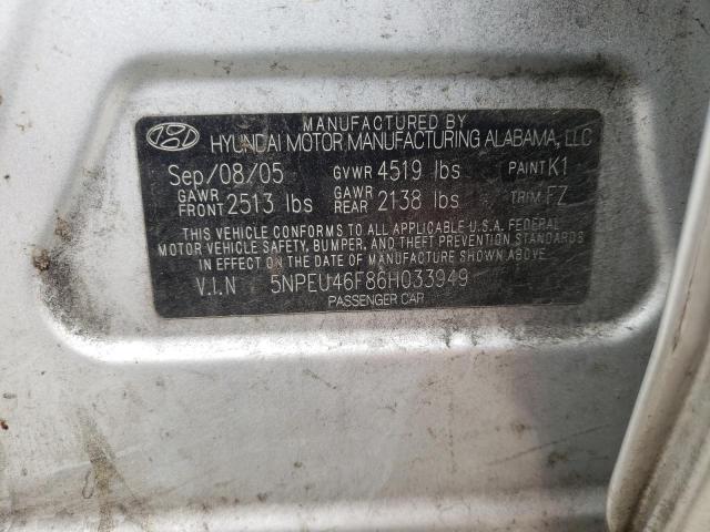 Photo 10 from auction – 2006 HYUNDAI SONATA GLS with VIN 5NPEU46F86H033949
