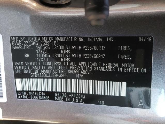 Photo 10 from auction – 2018 TOYOTA SIENNA XLE with VIN 5TDYZ3DC3JS943965