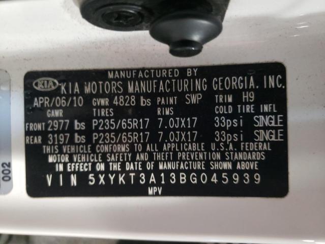 Photo 10 from auction – 2011 KIA SORENTO BA with VIN 5XYKT3A13BG045939