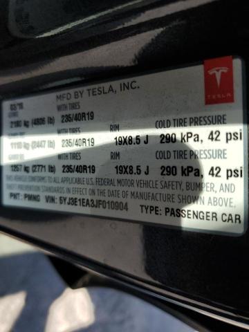 Photo 10 from auction – 2018 TESLA MODEL 3 with VIN 5YJ3E1EA3JF010904