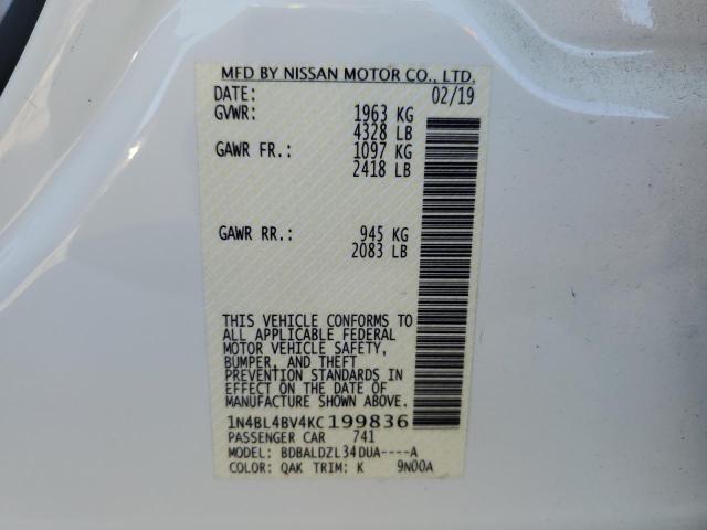 Photo 10 from auction – 2019 NISSAN ALTIMA S with VIN 1N4BL4BV4KC199836