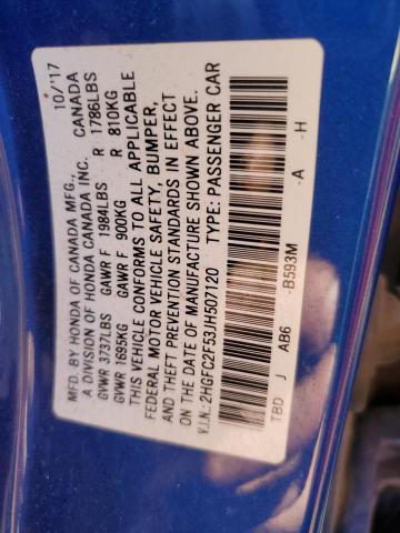 Photo 10 from auction – 2018 HONDA CIVIC LX with VIN 2HGFC2F53JH507120