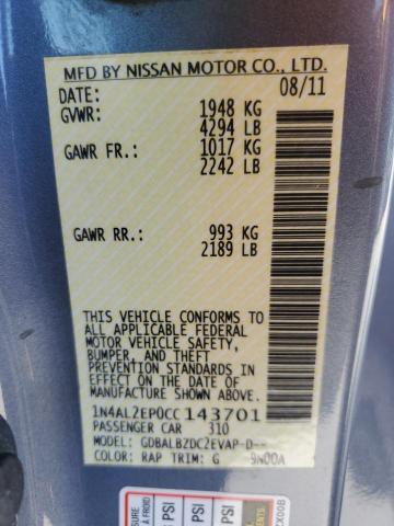 Photo 10 from auction – 2012 NISSAN ALTIMA S with VIN 1N4AL2EP0CC143701
