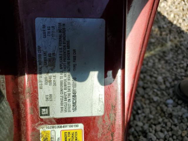 Photo 10 from auction – 2009 PONTIAC SOLSTICE with VIN 1G2MC35B49Y100190