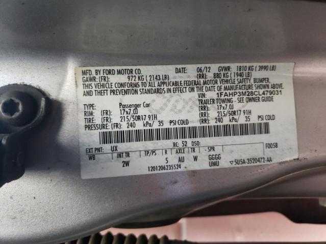 Photo 10 from auction – 2012 FORD FOCUS SEL with VIN 1FAHP3M28CL479031
