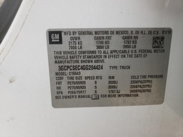 Photo 10 from auction – 2016 CHEVROLET SILVERADO with VIN 3GCPCSEC4GG204424