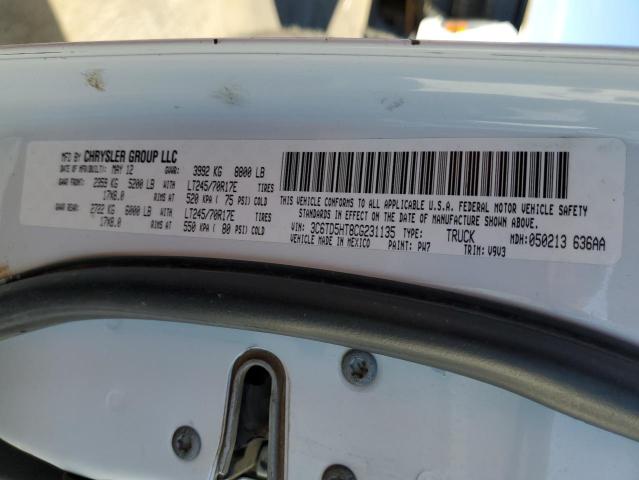 Photo 10 from auction – 2012 DODGE RAM 2500 S with VIN 3C6TD5HT8CG231135