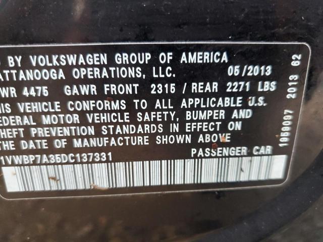 Photo 10 from auction – 2013 VOLKSWAGEN PASSAT SE with VIN 1VWBP7A35DC137331