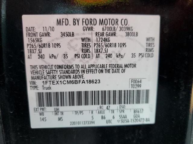 صورة رقم 10 من المزاد - 2011 FORD F150 SUPER مع VIN 1FTEX1CM6BFA18623