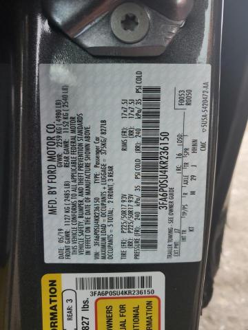 Photo 10 from auction – 2019 FORD FUSION TIT with VIN 3FA6P0SU4KR236150