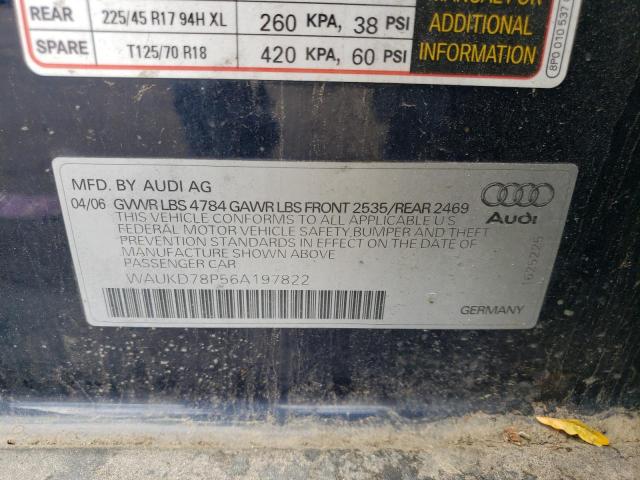 Photo 10 from auction – 2006 AUDI A3 S-LINE with VIN WAUKD78P56A197822