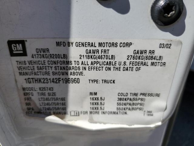 Photo 10 from auction – 2002 GMC SIERRA K25 with VIN 1GTHK23142F196960