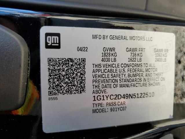 Photo 10 from auction – 2022 CHEVROLET CORVETTE S with VIN 1G1YC2D49N5122510