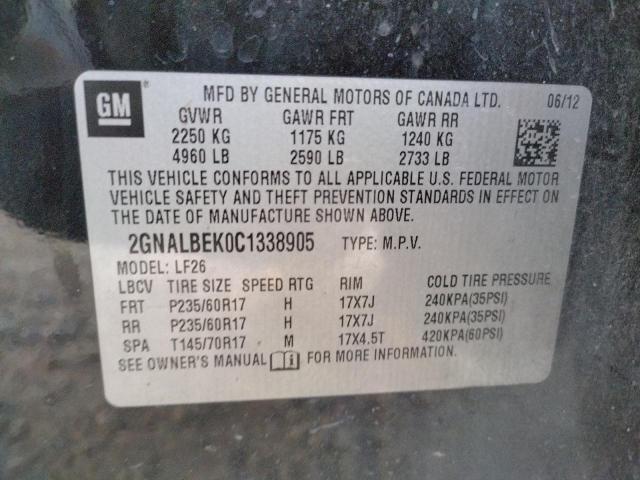 Photo 10 from auction – 2012 CHEVROLET EQUINOX LS with VIN 2GNALBEK0C1338905