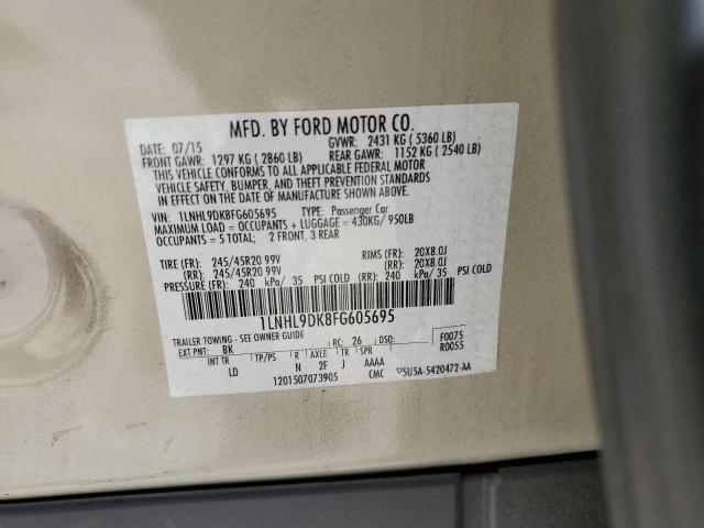 Photo 10 from auction – 2015 LINCOLN MKS with VIN 1LNHL9DK8FG605695