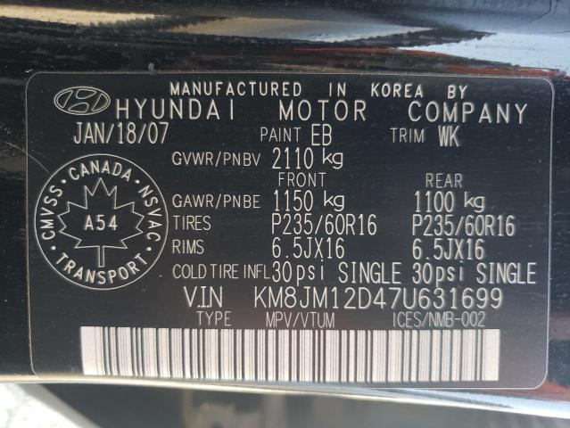 Photo 10 from auction – 2007 HYUNDAI TUCSON GL with VIN KM8JM12D47U631699