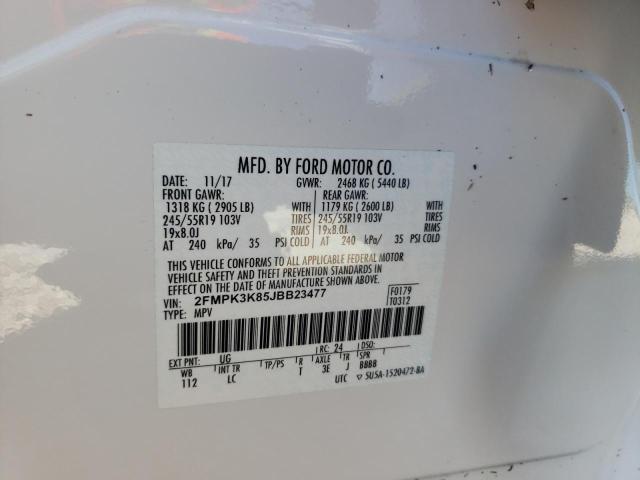 Photo 10 from auction – 2018 FORD EDGE TITAN with VIN 2FMPK3K85JBB23477