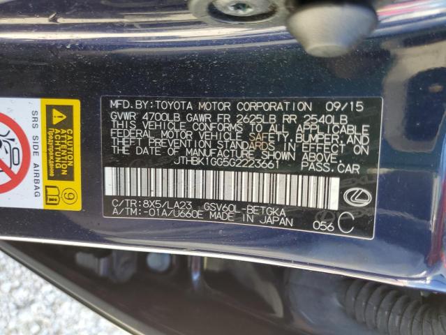 Photo 10 from auction – 2016 LEXUS ES 350 with VIN JTHBK1GG5G2223661