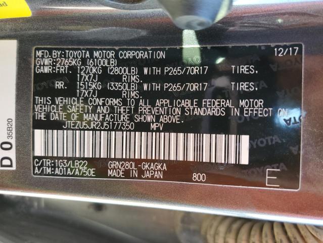 Photo 10 from auction – 2018 TOYOTA 4RUNNER SR with VIN JTEZU5JR2J5177350