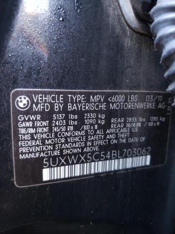 Photo 10 from auction – 2011 BMW X3 XDRIVE2 with VIN 5UXWX5C54BL703062