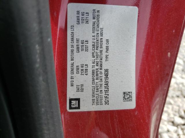 Photo 10 from auction – 2010 CHEVROLET CAMARO SS with VIN 2G1FJ1EJ5A9194636