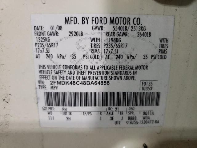 Photo 10 from auction – 2008 FORD EDGE SEL with VIN 2FMDK48C48BA64856