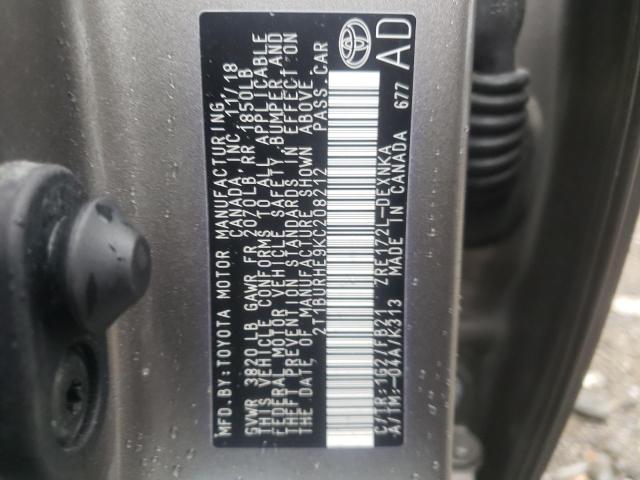 Photo 10 from auction – 2019 TOYOTA COROLLA L with VIN 2T1BURHE9KC208212