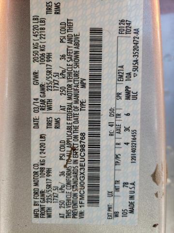 Photo 10 from auction – 2014 FORD ESCAPE SE with VIN 1FMCU0GX3EUC98768