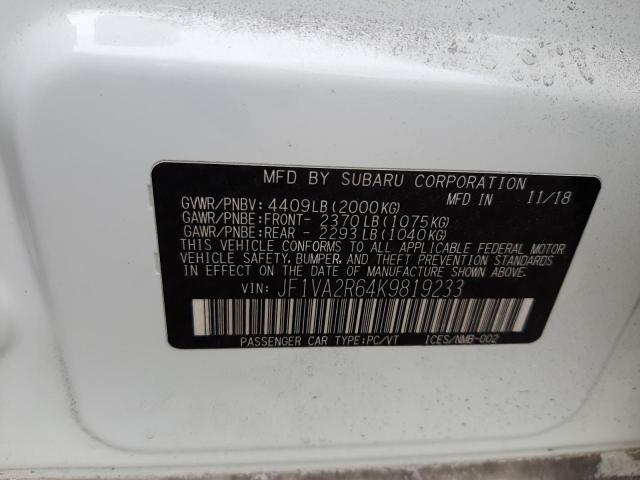 Photo 10 from auction – 2019 SUBARU WRX STI with VIN JF1VA2R64K9819233