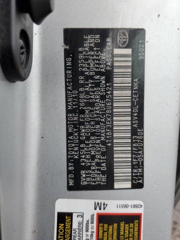 Photo 10 from auction – 2011 TOYOTA CAMRY BASE with VIN 4T1BF3EK7BU675421