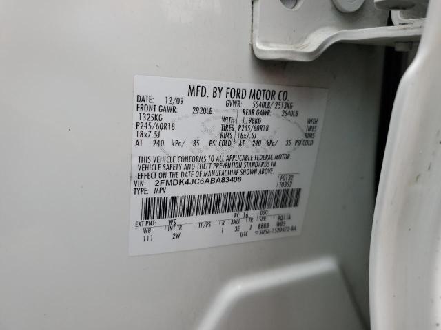 Photo 10 from auction – 2010 FORD EDGE SEL with VIN 2FMDK4JC6ABA83408