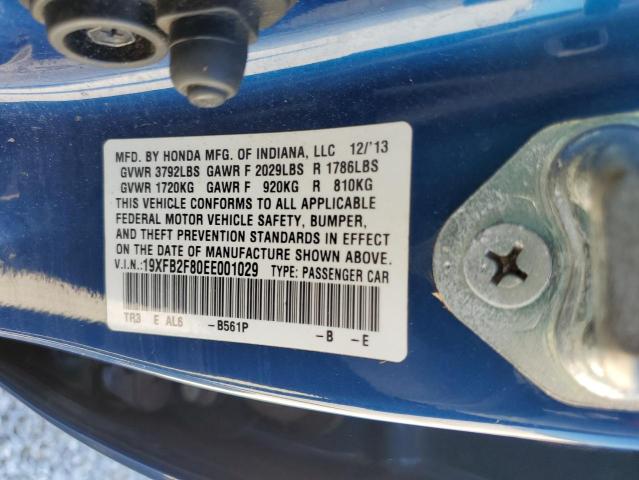 Photo 10 from auction – 2014 HONDA CIVIC EX with VIN 19XFB2F80EE001029
