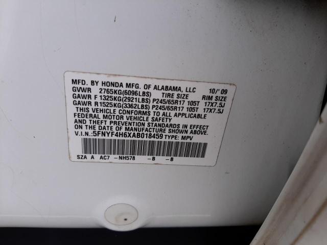 Photo 10 from auction – 2010 HONDA PILOT EXL with VIN 5FNYF4H6XAB018459